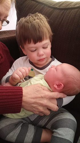 Big brother get acquainted with new little brother